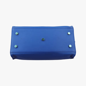 Pre-owned Yves Saint Laurent BABY CABAS Blue Leather 394461 shoulderbag | stylenewstar