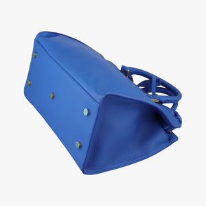 Pre-owned Yves Saint Laurent BABY CABAS Blue Leather 394461 shoulderbag | stylenewstar