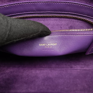 Vintage Yves Saint Laurent baby Cabas Purple Leather 357395 handbag | stylenewstar