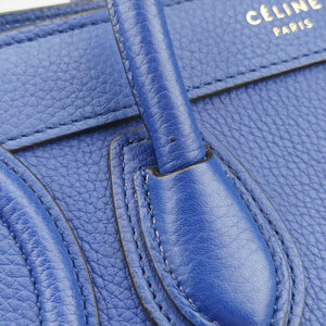 Pre-owned Celine Luggage Nano Shopper Blue Leather shoulderbag | stylenewstar