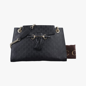 Pre-owned Gucci Emily Black Leather 295403 shoulderbag | stylenewstar