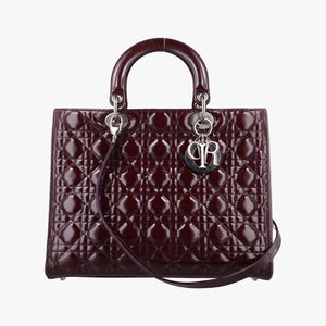 Pre-owned Christian Dior Lady Dior Burgundy patent shoulderbag | stylenewstar