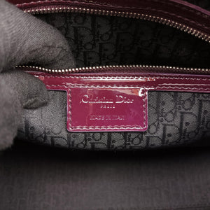 Pre-owned Christian Dior Lady Dior Burgundy patent shoulderbag | stylenewstar