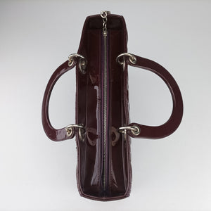 Pre-owned Christian Dior Lady Dior Burgundy patent shoulderbag | stylenewstar