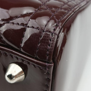 Pre-owned Christian Dior Lady Dior Burgundy patent shoulderbag | stylenewstar