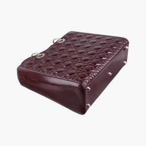 Pre-owned Christian Dior Lady Dior Burgundy patent shoulderbag | stylenewstar