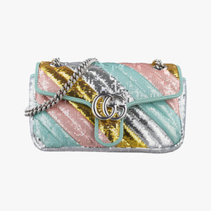 Pre-owned Gucci GG Marmont Multicolour Sequins 443497 shoulderbag | stylenewstar