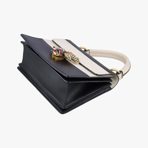 Pre-owned Gucci Queen Margaret Black×white Leather 476541 shoulderbag | stylenewstar