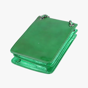 Pre-owned Chanel Cocomark phone holder Green Patent Leather A92304 shoulderbag | stylenewstar