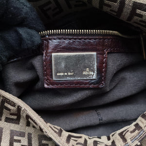 Pre-owned Fendi Mama Baguette Zucchino Brown Canvas×Leather 8BR001 shoulderbag | stylenewstar