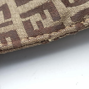 Pre-owned Fendi Mama Baguette Zucchino Brown Canvas×Leather 8BR001 shoulderbag | stylenewstar