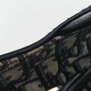 Pre-owned Christian Dior Saddle Navy Jacquard × Leather shoulderbag | stylenewstar