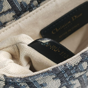Pre-owned Christian Dior Saddle Navy Jacquard × Leather shoulderbag | stylenewstar