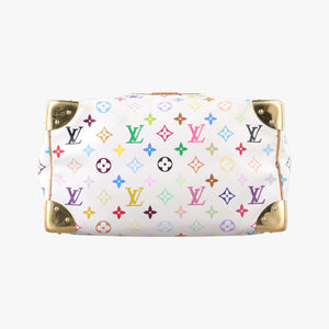 Pre-owned Louis Vuitton Speedy 30 white Monogram Multicolor M92643 handbag | stylenewstar