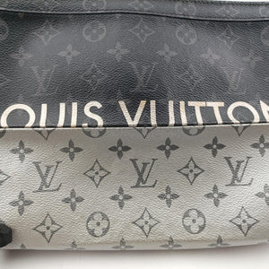 Pre-owned Louis Vuitton Pochette Voyage MM Black x Silver Monogram Split M63039 clutchbag | stylenewstar