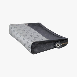 Pre-owned Louis Vuitton Pochette Voyage MM Black x Silver Monogram Split M63039 clutchbag | stylenewstar