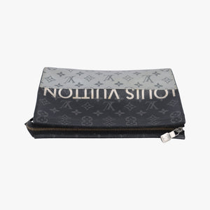 Pre-owned Louis Vuitton Pochette Voyage MM Black x Silver Monogram Split M63039 clutchbag | stylenewstar