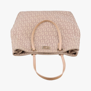 Pre-owned Fendi Zucchino Tote Pink Canvas×Leather 8BH131 handbag | stylenewstar
