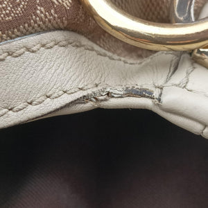 Pre-owned Gucci Indy Babouska Brown×White Canvas×Leather 185566 shoulderbag | stylenewstar