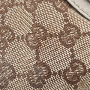 Pre-owned Gucci Indy Babouska Brown×White Canvas×Leather 185566 shoulderbag | stylenewstar