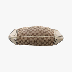 Pre-owned Gucci Indy Babouska Brown×White Canvas×Leather 185566 shoulderbag | stylenewstar