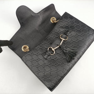 Pre-owned Gucci Emily Black Leather 295402 shoulderbag | stylenewstar