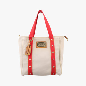 Pre-owned Louis Vuitton Kaba MM Antigua Beige x Red Canvas M40035 handbag | stylenewstar