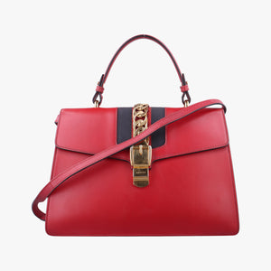 Pre-owned Gucci Sylvie Red Leather 431665 shoulderbag | stylenewstar