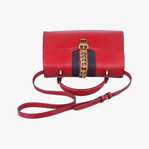 Pre-owned Gucci Sylvie Red Leather 431665 shoulderbag | stylenewstar