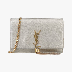 Pre-owned Yves Saint Laurent KATE Silver Leather 452159 shoulderbag | stylenewstar