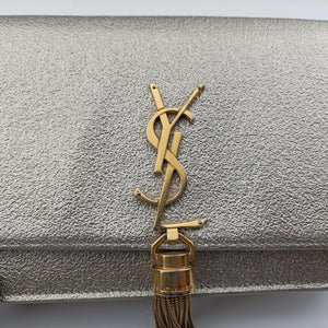 Pre-owned Yves Saint Laurent KATE Silver Leather 452159 shoulderbag | stylenewstar