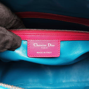 Pre-owned Christian Dior Lady Dior Navy×Pink×Blue lambskin shoulderbag | stylenewstar