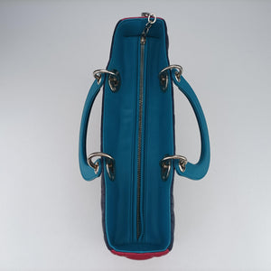 Pre-owned Christian Dior Lady Dior Navy×Pink×Blue lambskin shoulderbag | stylenewstar
