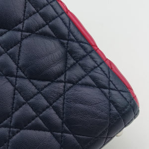 Pre-owned Christian Dior Lady Dior Navy×Pink×Blue lambskin shoulderbag | stylenewstar