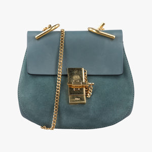 Secondhand Chloe DREW Blue Suede×Leather shoulderbag | stylenewstar