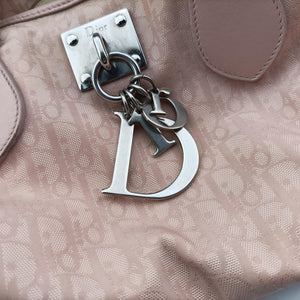 Pre-owned Christian Dior Lovely Pink Canvas × Leather handbag | stylenewstar
