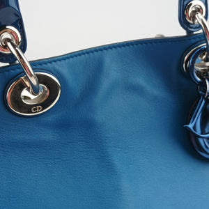 Secondhand Christian Dior Diorissimo Blue Patent x Leather shoulderbag | stylenewstar
