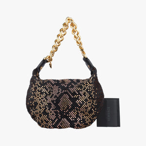 Vintage VERSACE Crystal Hobo Black Satin shoulderbag | stylenewstar
