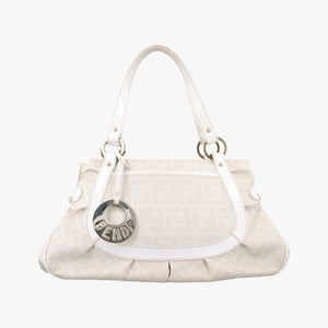 Pre-owned Fendi Chef White PVC coated canvas 8BR628 handbag | stylenewstar