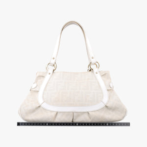 Pre-owned Fendi Chef White PVC coated canvas 8BR628 handbag | stylenewstar