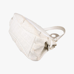 Pre-owned Fendi Chef White PVC coated canvas 8BR628 handbag | stylenewstar