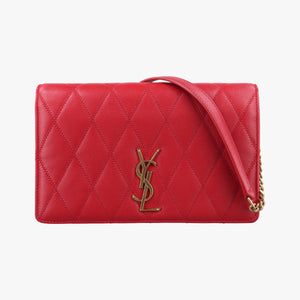 Pre-owned Yves Saint Laurent ANGIE Red Leather 568906 shoulderbag | stylenewstar