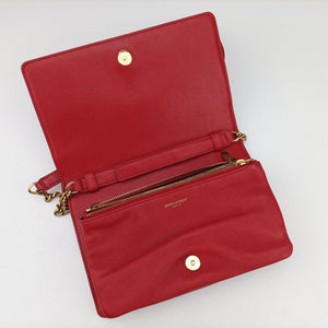 Pre-owned Yves Saint Laurent ANGIE Red Leather 568906 shoulderbag | stylenewstar
