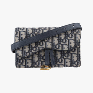 Pre-owned Christian Dior Saddle Navy jacquard bum bag/waist bag | stylenewstar