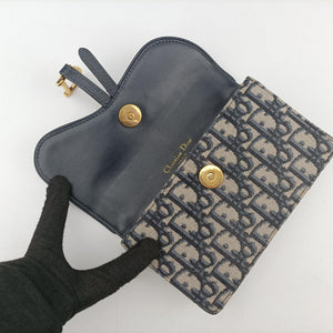 Pre-owned Christian Dior Saddle Navy jacquard bum bag/waist bag | stylenewstar