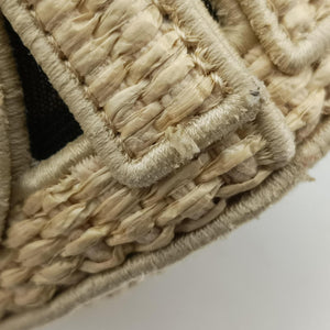 Pre-owned Fendi Nano Step Out IvoryxBrown Straw×Canvas×Leather 7AS189 shoulderbag | stylenewstar