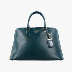 Pre-owned Prada Promenade Green Patent SAFFIANO Leather BL0812 handbag | stylenewstar