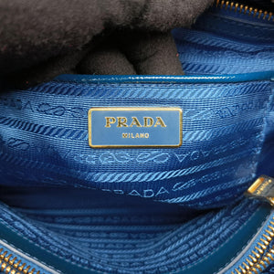 Pre-owned Prada Promenade Green Patent SAFFIANO Leather BL0812 handbag | stylenewstar