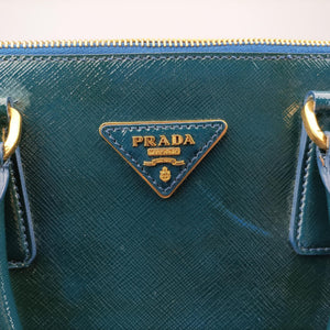 Pre-owned Prada Promenade Green Patent SAFFIANO Leather BL0812 handbag | stylenewstar
