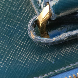 Pre-owned Prada Promenade Green Patent SAFFIANO Leather BL0812 handbag | stylenewstar